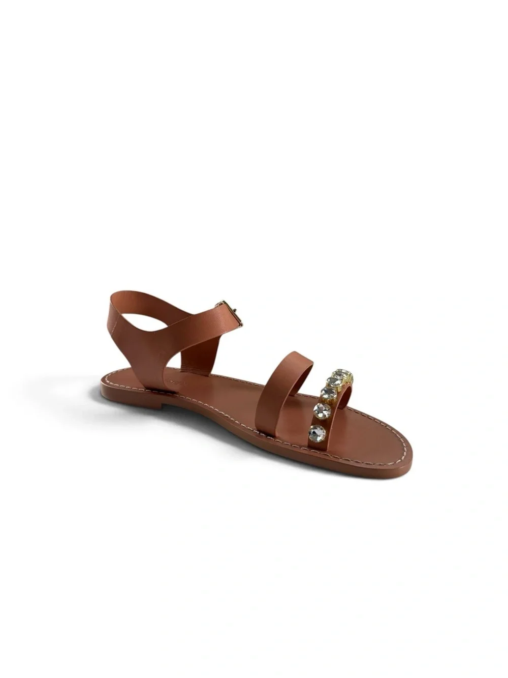 Cinq a Sept Women's Victoria Ankle Strap Sandals Tawny Crystal Size 38.5 NWT